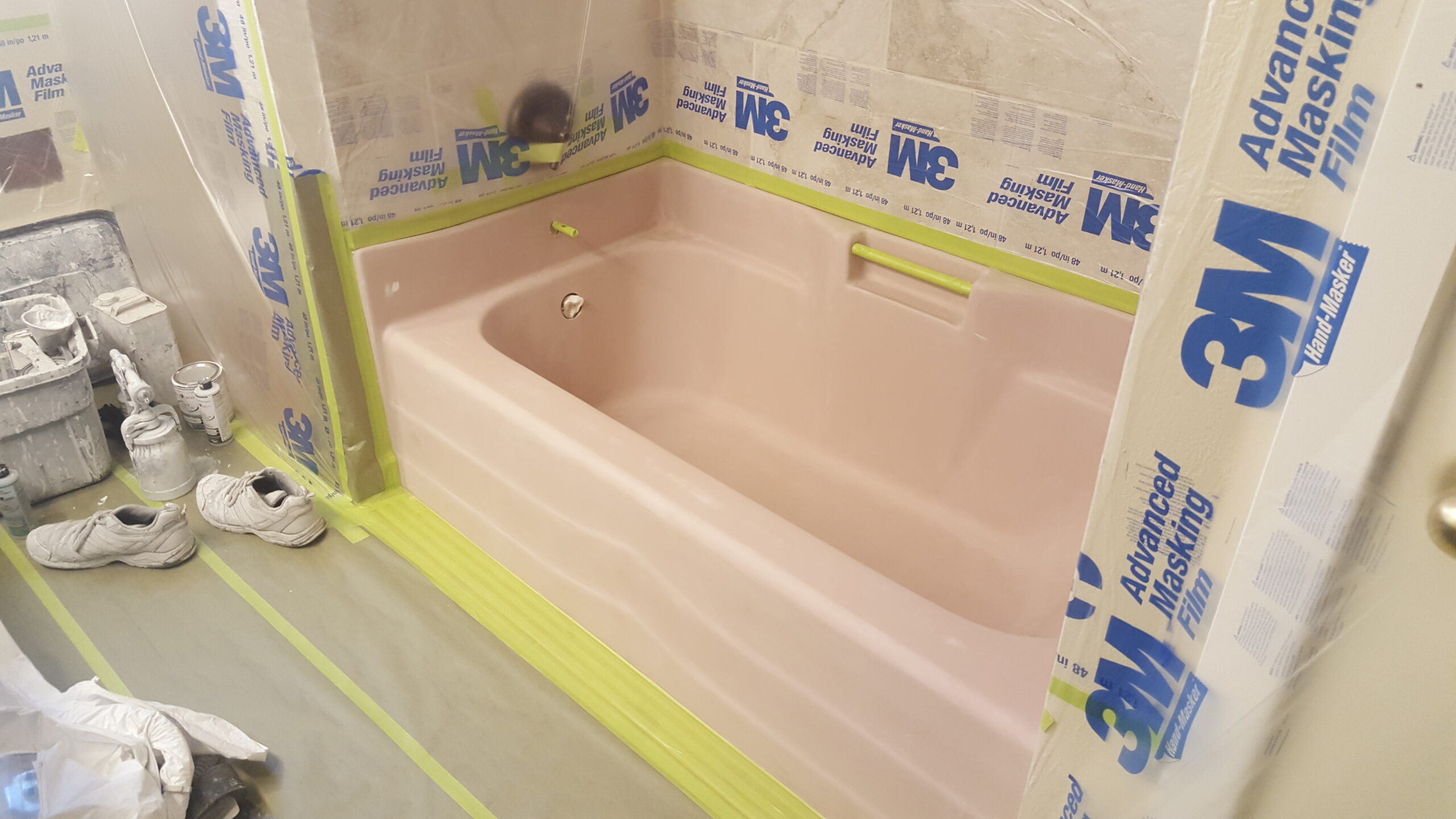 Refinish fiberglass tub -before